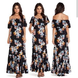 Rebecca Minkoff Women's DEV Black Tropical Floral Silk maxi